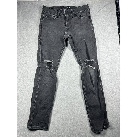 Hollister Skinny Jeans Men's 30X30 Advanced Stretch Black‎ Denim Distressed - Picture 1 of 8